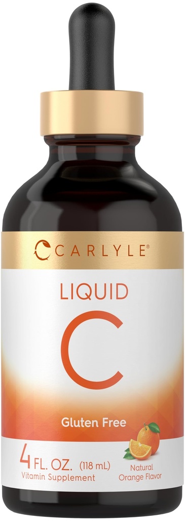 Carlyle C vitamīns Šķidrums - 4 fl. oz - oranžs Flavors - Vegāns, bez GMO, bez lipekļa Papildinājums