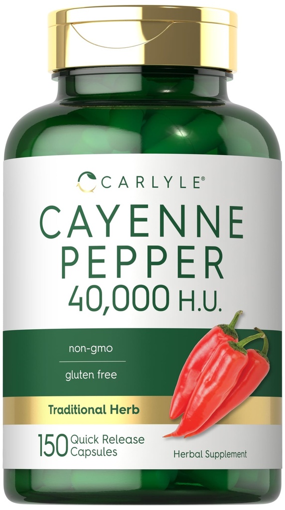 Carlyle Cayenne Piparu kapsulas - 40 000 HU - ne-ĢMO un bez lipekļa piedevas