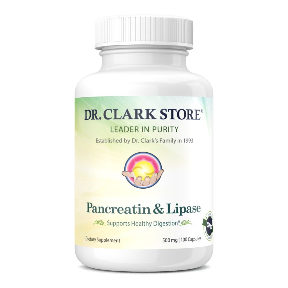 Dr. Clark pankreatīns un lipāzes enzīmu papildterapija, 500 mg, 100 Želatīna kapsulas