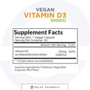 Vegan vitamīna D3 5000 SV papildinājums - tīrs, augstas intensitātes D3 vitamīns 5000 SV piedevas imūnai veselībai un spēcīgu kaulu atbalstam - 120 kapsulas, nodrošinot VIT D3 2 mēnešus ilgu piegādi