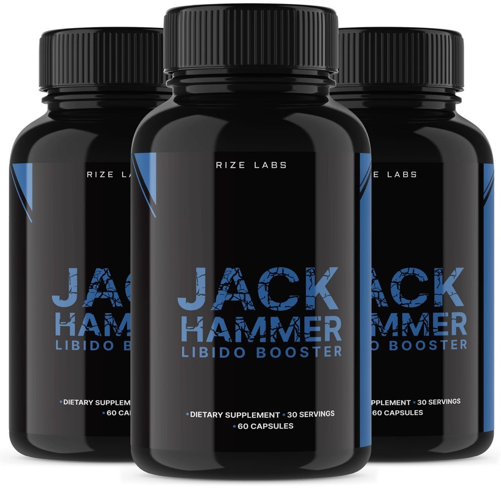 rize laboratorijas - Jack Hammer Libido Booster papildinājums vīriešiem, Jaudīgs visu dabas formula, lai uzlabotu veiktspēju (180 kapsulas)