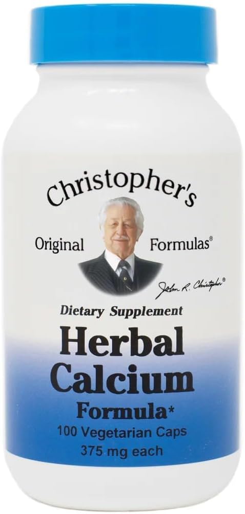 Christopher's Original Formulas Augu izcelsmes kalcijs, dabiskais kaulu atbalsts, 100 vāciņi, iepakojumā 1