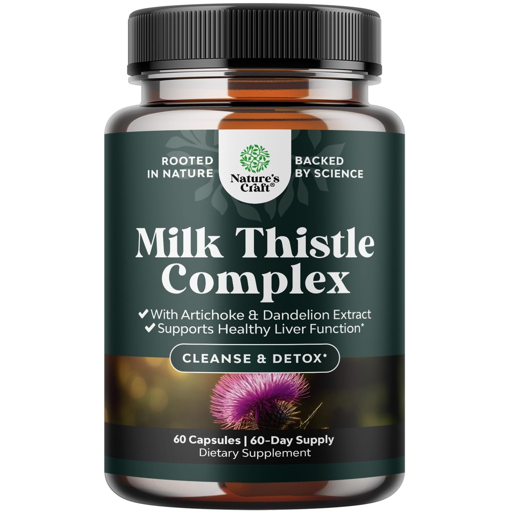 Aknu atbalsts Piena Thistle papildinājums aknu tīrīt Detox & remonts - Advanced Milk Thattle un Dandelion Root Papildinājums ar Artišoka ekstrakts - Dandelion Kapsulas Detox - 60 Ct