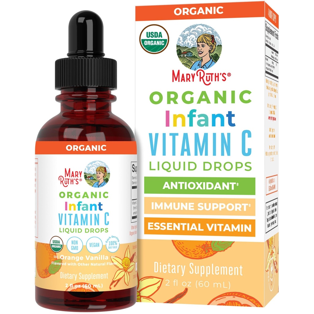 MaryRuth Organics Zīdainis un zīdainis C vitamīna papildinājums - USDA Organiskais vitamīns C Šķidrie pilieni zīdaiņiem -laiki 6-12 Mēneši - Imūnsupport -- Kopumā veselība -- Vegan -- Non-GMO ----GMO-----Fl Oz