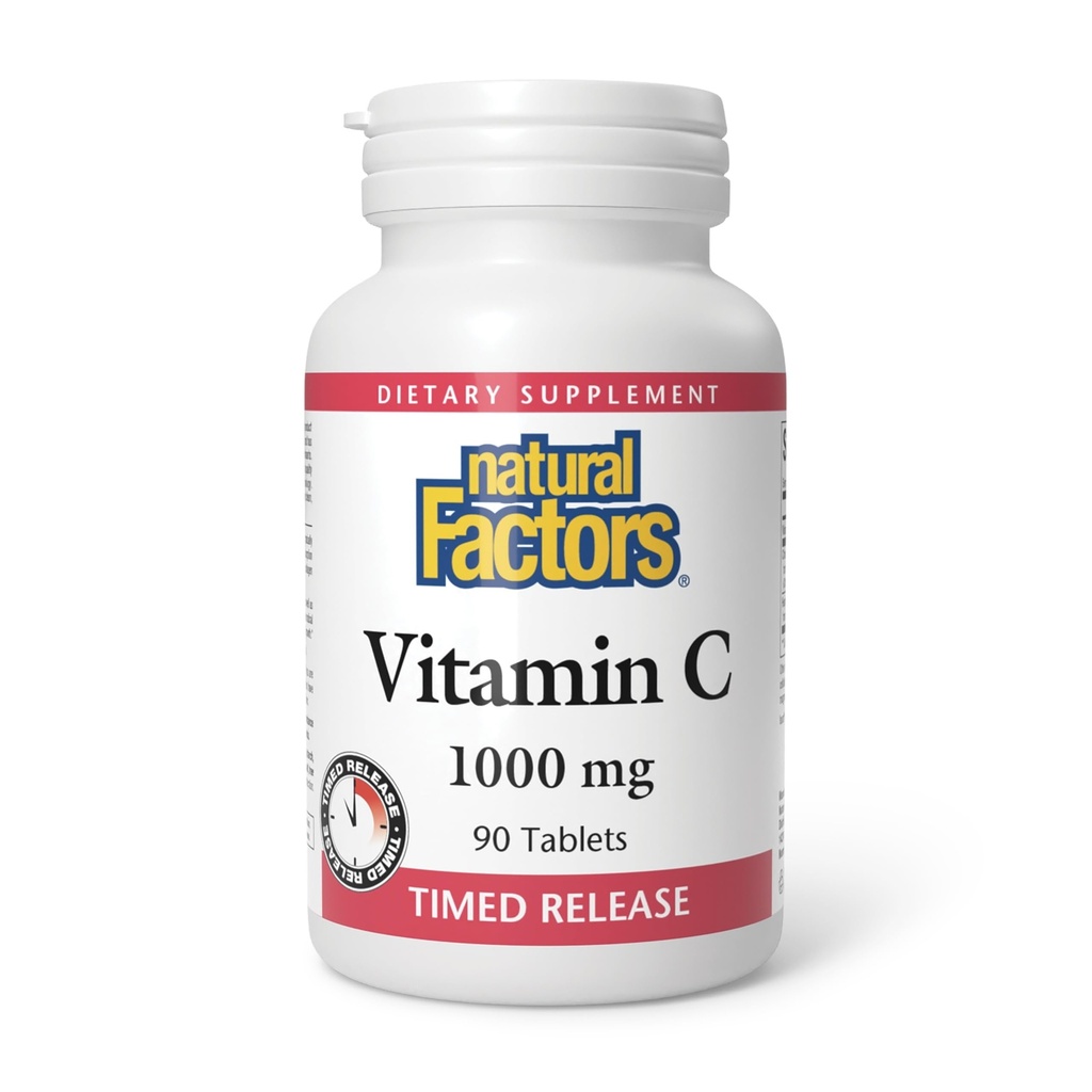 Dabas faktori - vitamīns C 1000mg Laika atbrīvot, spēcīgs Antioksidants aizsardzība, 90 tabletes