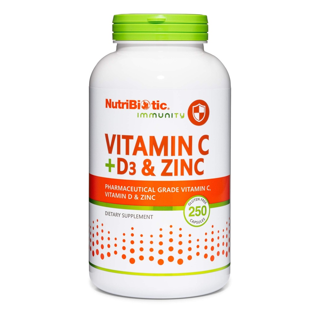 C vitamīns + D3 vitamīns & Cinks, 250 kapsulas          ; spēcīgs, visaptverošs imūnās sistēmas atbalsts  ; essential & Antioxidant Daily Supplement   ; bez lipekļa un ĢMO