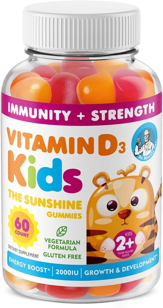 Vitamīns D3 Gumijas bērniem un pieaugušajiem 2000 SV - Augsta absorbcija D vitamīna Kids Gumies Papildinājumi - Veģetārs, Imūnsupport D3 pieaugušajiem un bērniem (60 gr.)