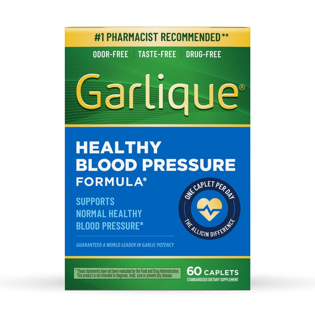 Garlique Ķiploku ekstrakta papildinājums, veselīga asinsspiediena formula, bez smaržas, 60 Caplets
