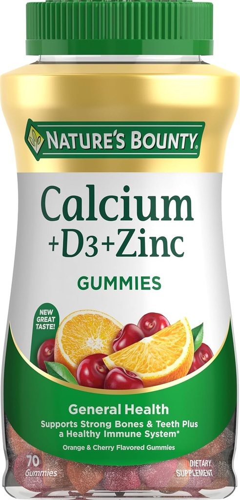 Kalcijs un D vitamīns Gumijas pēc dabas Bounty, Imūnsupport & Kaulu veselība, 500mg Kalcijs & 1000 SV D3 vitamīns, augļu Flavor, 70 Skaits