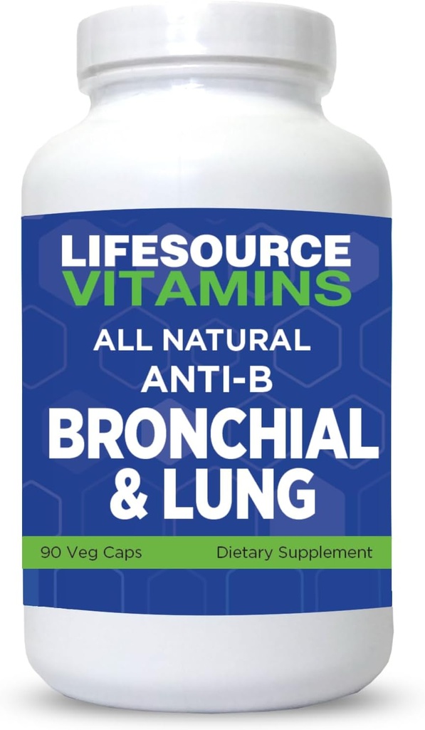 LifeSource Vitamīni Visas dabiskās anti-B bronhu un plaušu atbalsts – 14 Visas dabīgās sastāvdaļas - 90 kapsulas - Patentētā formula