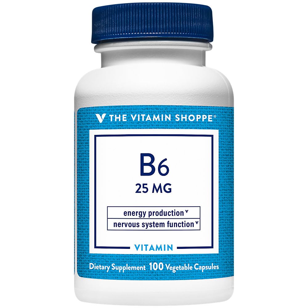 B6 vitamīns atbalsta enerģijas ražošanu 25 MG (100 augu kapsulas)