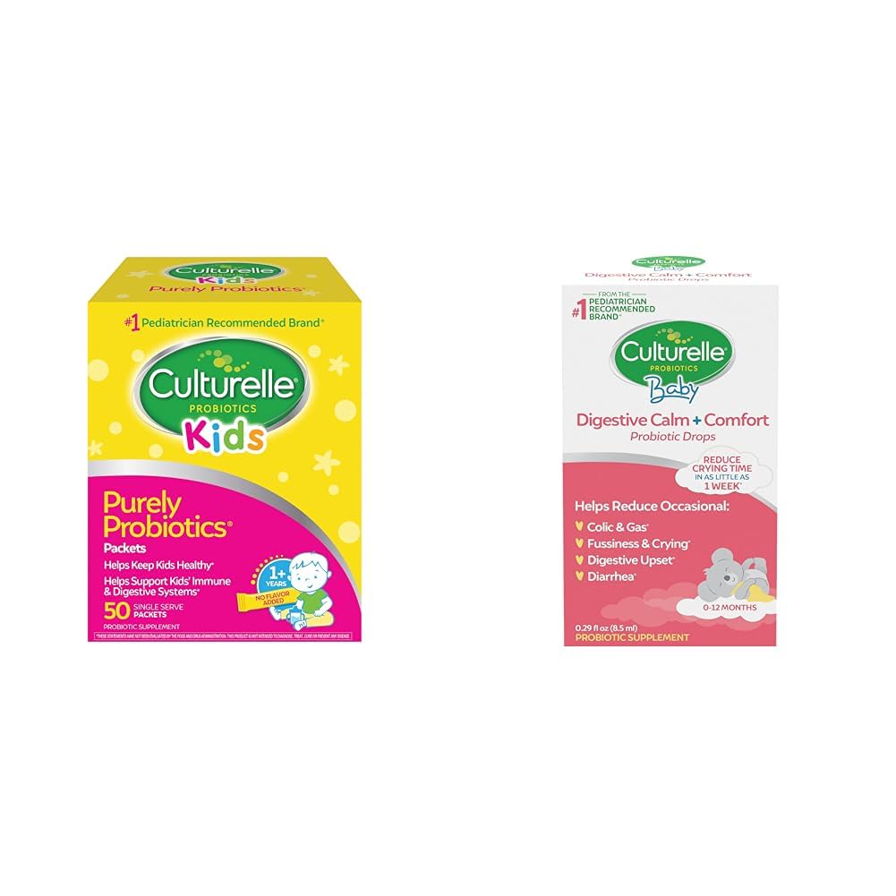 Culturelle Kids Probiotikas imūnās un gremošanas atbalstam, 50 skaitīšanas un bērna mierīgs un komforta pilieni 0-12 mēneši, 0,29 runce