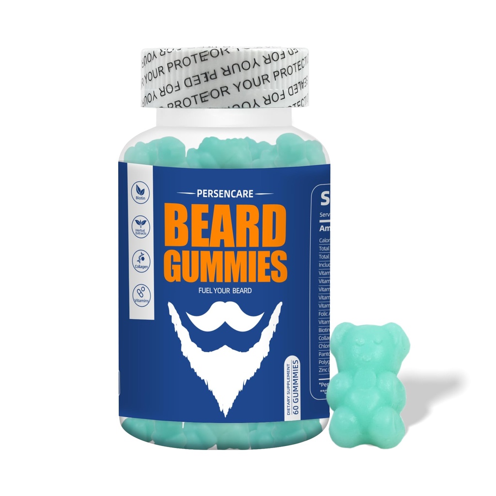 Big Beard Growth Gummy vīriešiem, 60 Blueberry Flavored Gummies, ar 10K MCG Biotin B12 kolagēns un Elite Beard Hair Grooming Nutrients & Vitamīni, aug spēcīgāka, ilgāka, Biezāks un Fuller Beard