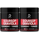 Graviola Soursop Kapsulas atstāj - 2 iepakojumi 50 kapsulas 100 dienu padevei - 11in1 Ekstrakts ar plūškoka, kurkuma, ingvera, Milk Thistle, dzērveņu & More - Atbalsts Mood, Imūnās un ķermeņa veselība