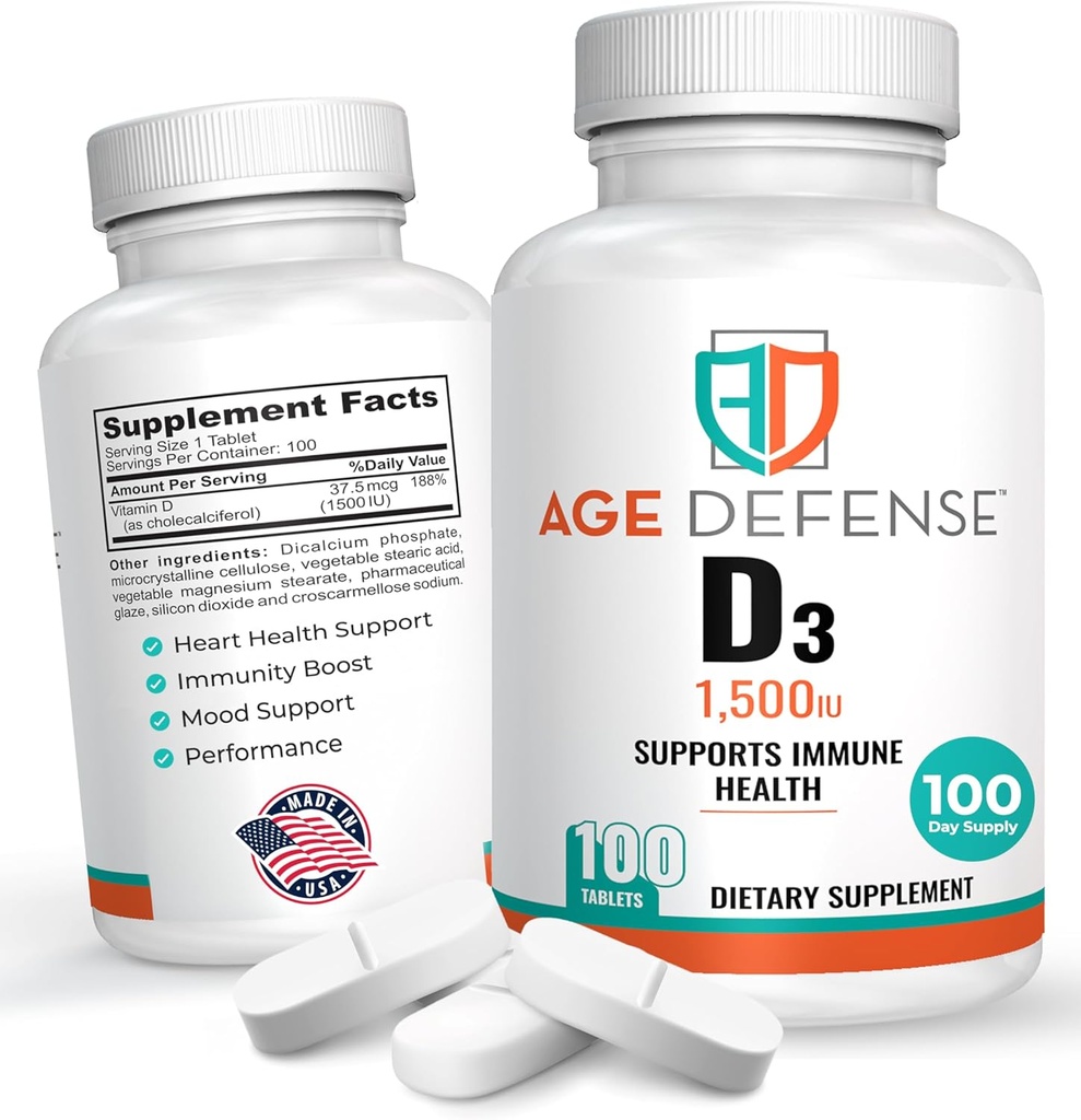 1500 SV D3 vitamīns 100 D3 vitamīna tabletes sirds veselībai, imūnsupport, & Muskuļu funkcijas atbalsts - Augsta D vitamīna deva sievietēm un vīriešiem - 35,7 μg D3 vitamīna tabletes