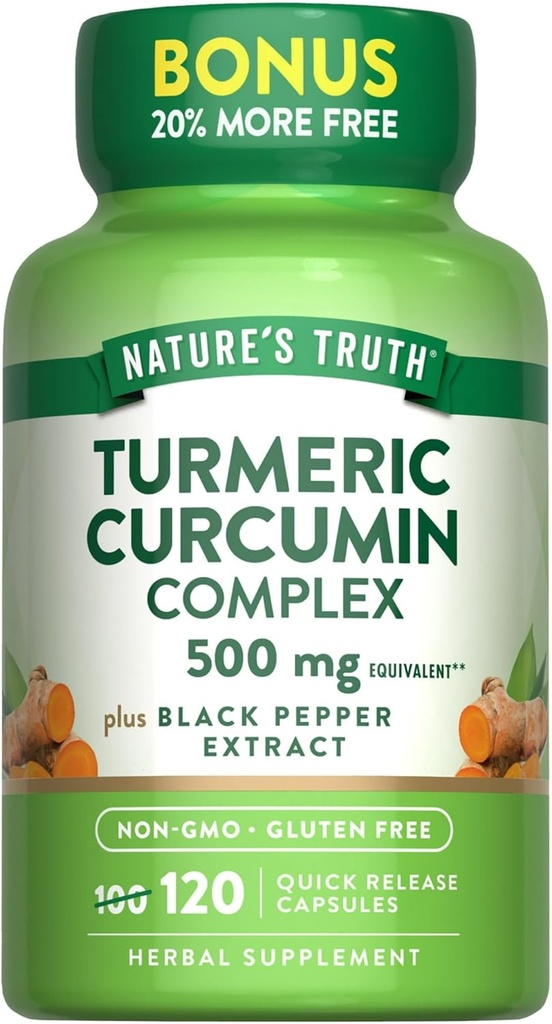 Dabas patiesība Turmeric Curcumin Complex 500 mg Plus Black Piparu ekstrakts, 12... - Pirkt iepakojumus un saglabāt (iepakojums no 2)
