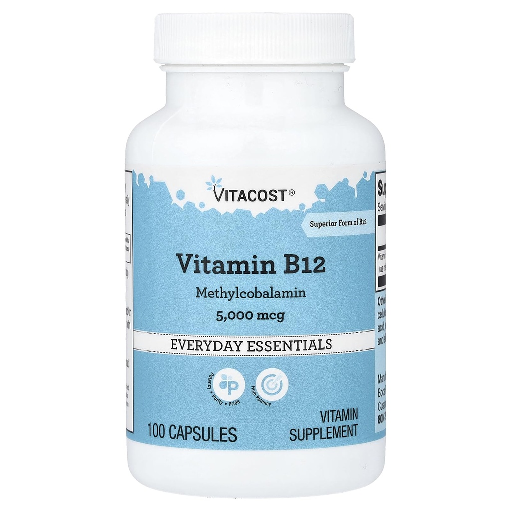 Vitacost vitamīns B-12 Metilkobalamīns - 5000 μg - 100 kapsulas