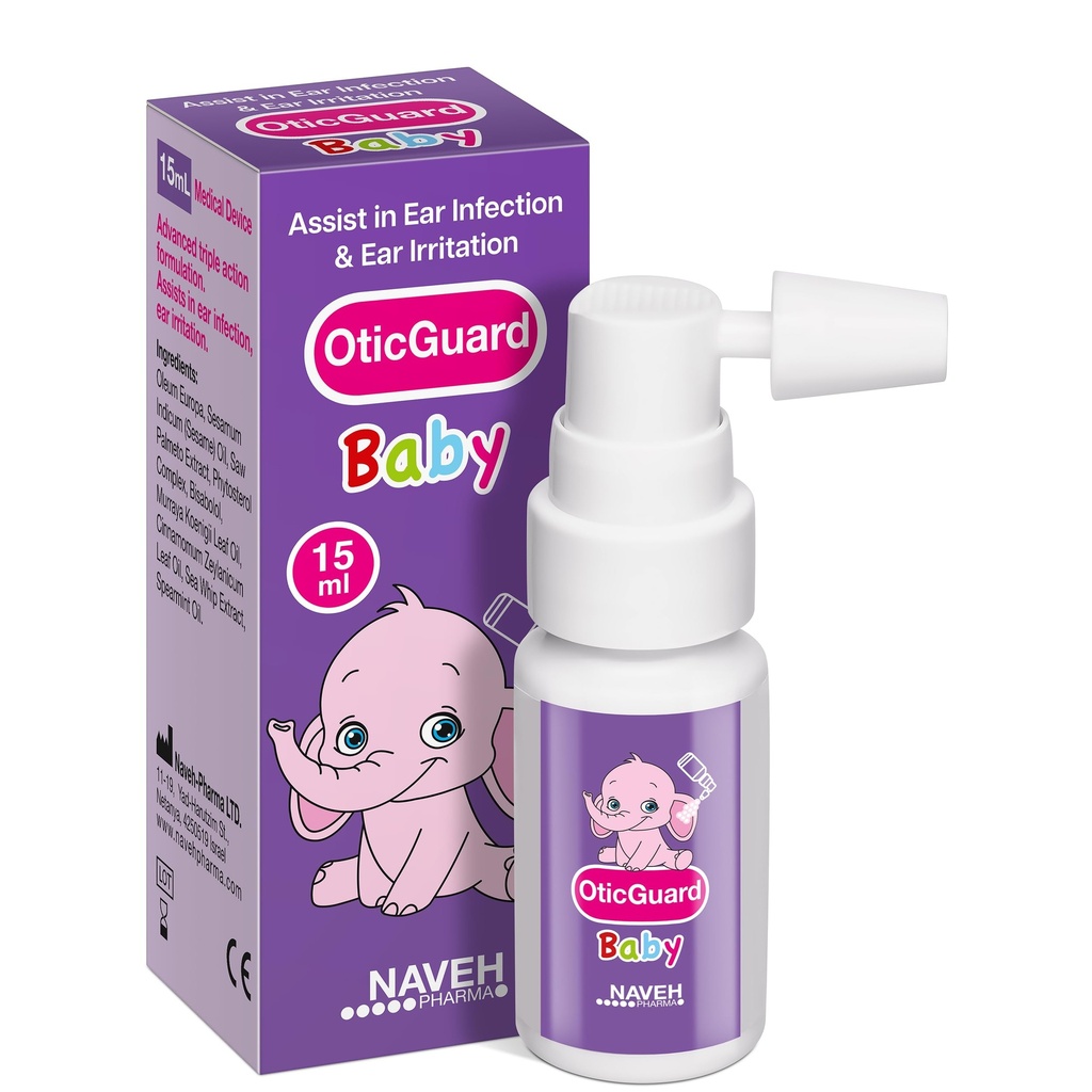 NAVEH PHARMA Otic Guard Baby Ausu pilieni – Dabiskā ausu eļļa ausu vaska noņemšanas un infekcijas atvieglojums – Maiga ausu tīrītājs zīdaiņiem, Toddlers & Kids – Soothes niezošs auss & Swimmer auss