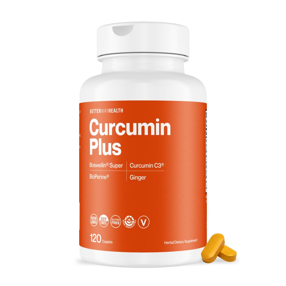 Labāka veselībaTM Kurkumīns Plus – Turmeric Curcumin C3® komplekss ar Boswellin®, BioPerine® un Ginger – locītavu atbalsts un iekaisums atvieglojumu papildinājums – 120 Caplets