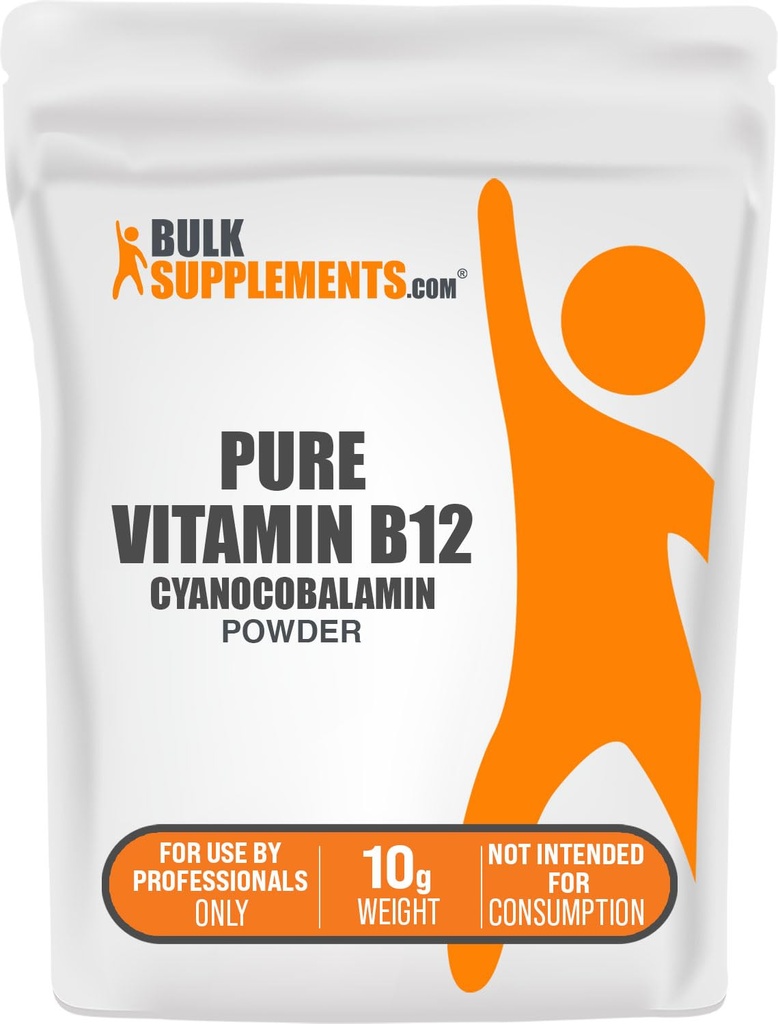 BulkSupplements.com Pure Cyanocobalamin (B12 vitamīns) Pulveris - B 12 Vitamīni - B12 Vitamīni - Vegan Vitamīns - B12 Cyanocobalamin - B12 papildinājums - Enerģijas vitamīni (10 Grams - 0,35 oz)