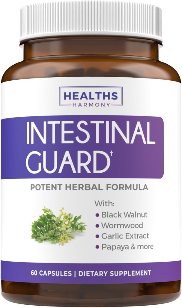 Zarnu gvarde (Non-GMO) - Spēcīga dabiskā formula ar Wormwood, Black Walnut, Goldenseal, PAU D'Arco, Clove, Ķiploki, More - visi vienā papildinājumā - 60 kapsulas (Nav tabletes)