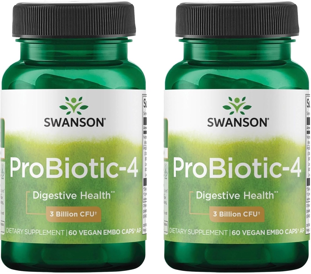 Swanson Probiotic- 4 3 Billion Cfu 60 Veg Caps (2 iepakojumi)