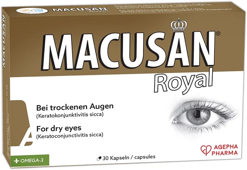 Royal Sausās Acu tabletes - tabletes veselīgām acu makulām - acu vitamīnu un minerālvielu papildinājums ar luteīnu, zeaksantīnu un omega 3 - acu veselības bagātinātāji labai redzei