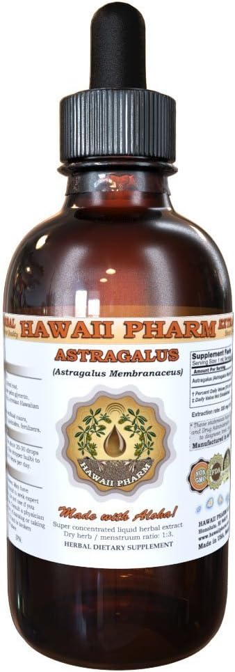 HawaiiPharm Astragalus Šķidrais ekstrakts, Organic Astragalus (Astragalus membranaceus) Kaltētas saknes Tincture papildinājums 4 oz