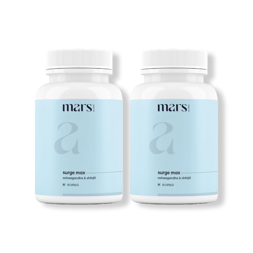 Mars Surgemax Dabiskās kapsulas ar Shilajit & Safed Musli  -- Atbalsta Enerģija, stiprums un immunitāte -- Active Lifestyle - 120 Kapsulas -- Iepakojums pa 2