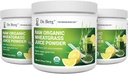 Dr. Berg's Raw Whatgrass Juice Powder (60 Servē) - USDA Sertificēts Organisko kviešuzāļu pulveris w/Chlorophyll, Trace Minerals & Natural Energies - Ultra- Concentrated - Lemon Flavor w/ Stevia 3 Pack