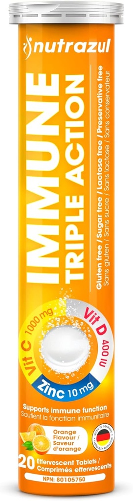 - 1000 mg C vitamīna, D vitamīna, Cinka I oranžā 20's I bez glutēna, bez cukura, bez laktozes un bez konservantiem es saglabāju imūno funkciju