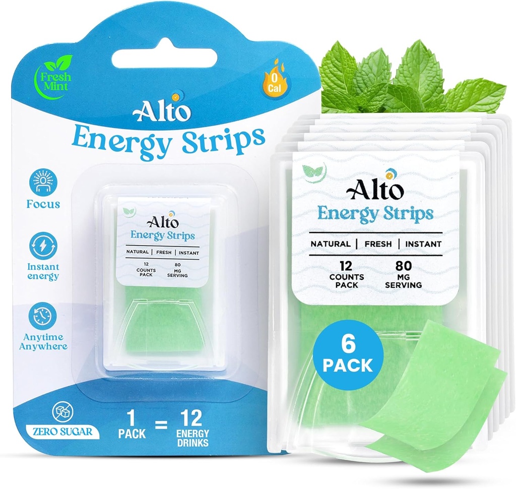 Alto enerģijas lentes ar 80 mg dabas kofeīns per apkalpo – 10X ātrāka absorbcija       
