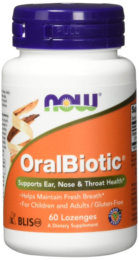 Tagad pārtika oralBiotic, kas izstrādāta pieaugušajiem un bērniem, celma pārbaude, 60 Lozenges