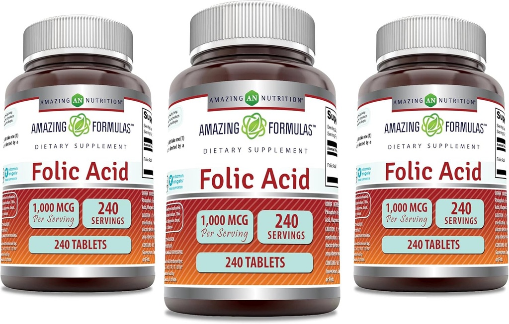 Apbrīnojami Formulas Folijskābe 1000 μg (1 mg) Tabletes Papildinājums 