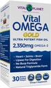 Vital Planet - Vital Omega Ultra potent Wild Caught Omega 3 Zivju eļļas papildinājums ar 2350mg augstas potences Omega 3 Taukskābju piedevas EPA un DHA, lai atbalstītu smadzeņu un sirds veselību 30 Softgels