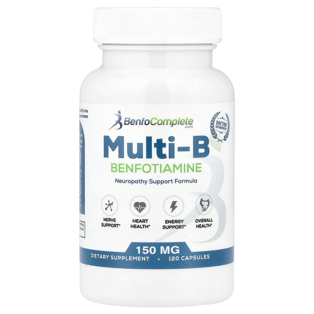 Benfotiamine Inc, Multi-B neiropātijas atbalsta formula, 150 mg, 120 kapsulas (1)