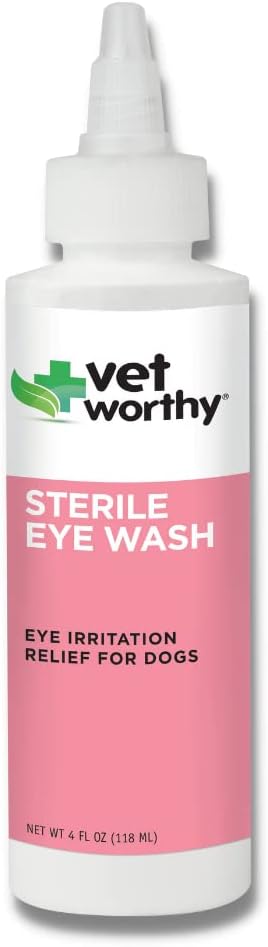 Vet Worthy Acu mazgāšana suņiem - Maigs acu tīrīšanas šķīdums suņiem, lai novērstu asaru stain un acu kairinājuma - Suņu acu tīrītājs Tear Stain, Dirt, un acu izlādes - 4oz