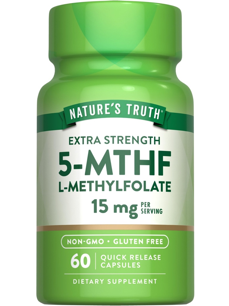 Dabas patiesība L metilfolāts 15mg - 60 Kapsulas -- Non-GMO & Gluten bezmaksas papildinājums -- Papildus stiprums