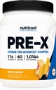 Nutricost Pre-X Xtreme PreWorkout pulvera komplekss, persiku mango, 60 Servējumi, Veģetārs, nav GMO un lipeklis bez