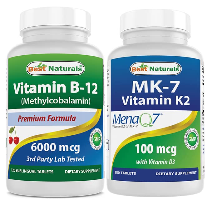 B12 6000 μg vitamīns un K2 vitamīns (MK7) ar D3 vitamīnu