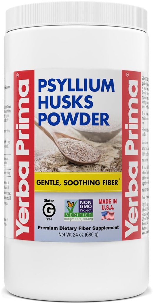 Yerba Prima Psyllium Husk pulveris - 24 oz - smalka zeme, neputots, bez cukura - Dabīgs fiber papildinājums - arī cepšanai - Satur gan šķīstošu un nešķīstošu Bulk regulārai atbalstam