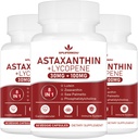 Astaksantīns un likopēns 70 mg, astaksantīna papildinājums ar fosfatidilholīnu, luteīnu un Zeaksantīnu, spēcīgiem antioksidantiem (180 kapsulas)