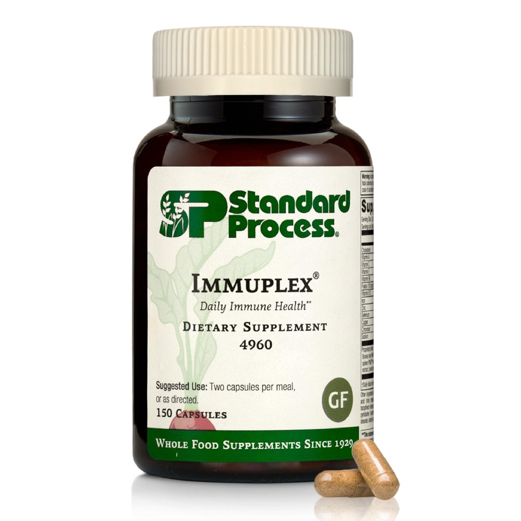 Standarta Process Inc. Immuplex - Imūnbalsta papildinājums ar Folātu, dzelzi, C vitamīnu un A vitamīnu - minerālvielas Papildinājums ar antioksidantu - 150 kapsulas