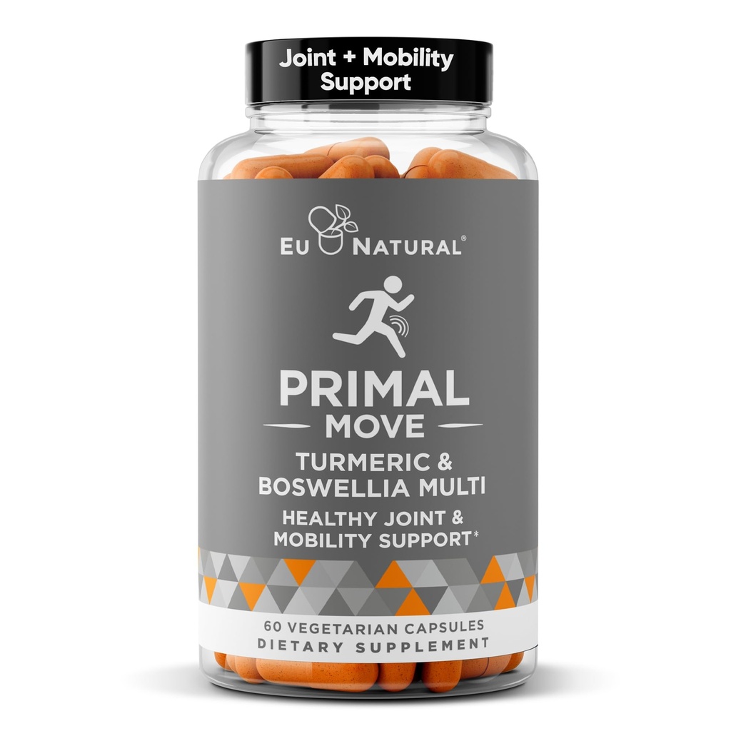 Primal locītavu un mobilitātes atbalsts - Uzlabots locītavu atbalsta papildinājums sievietēm un vīriešiem - Turmeric, Boswellia, Ginger un Boron pilnvērtīgai Boody Elastīgums, Kopīga veselība & Comfort - 60 Veg Soft Kapsulas