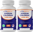 Vitamatic nātrija hlorīda 1000mg – 365 tabletes -2 pudeles Elektrolītu atjaunotājs un hidrācijas atbalsts – bez GMO, bez lipekļa