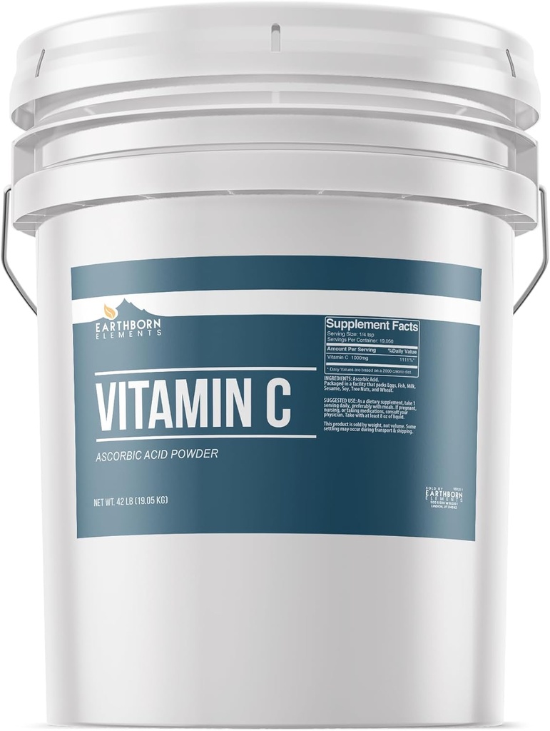 Earthborn Elements C vitamīna pulveris (5 Gallon), askorbīnskābe, papildinājums un tīrāks