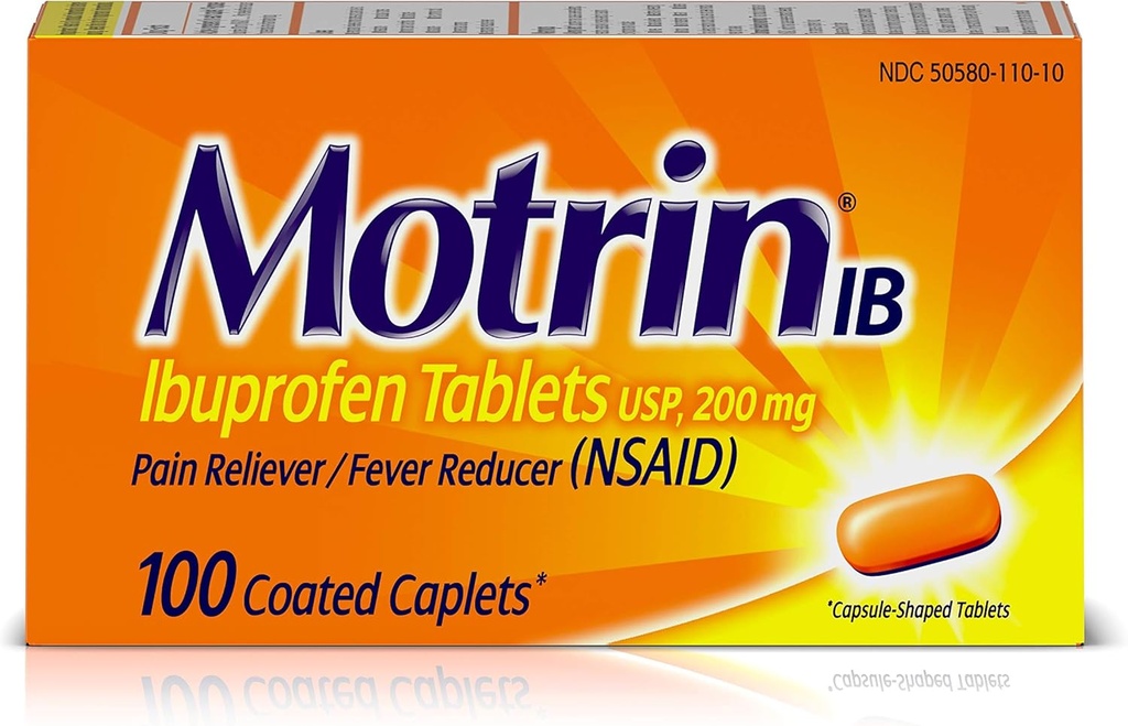 Motrin IB sāpes Reliver Drudzis Samazinātājs (NPL) Ibuprofēna tabletes, 100 Skaits