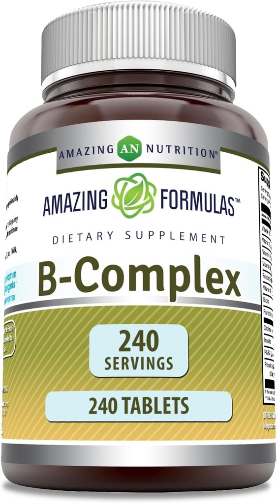 Apbrīnojamas formulas B vitamīna komplekss ar 11 Taukvielu piedevām - Tabletes Papildinājums - B1, B2, B3, B6, B12 vitamīns, Folijskābe, biotīns, holīns, inozitols, PABA (240 grādos)