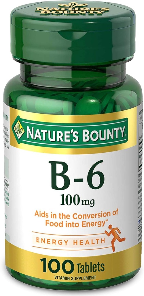Dabā?s Bounty vitamīns B6, 100mg, tabletes, 100 Ct..