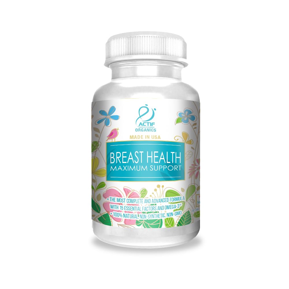 ACTIF Krūts veselība Maksimālais atbalsts ar 15 Advanced Factors un Omega 3 - Ne ĢMO, Ražots ASV, 90 Skaits